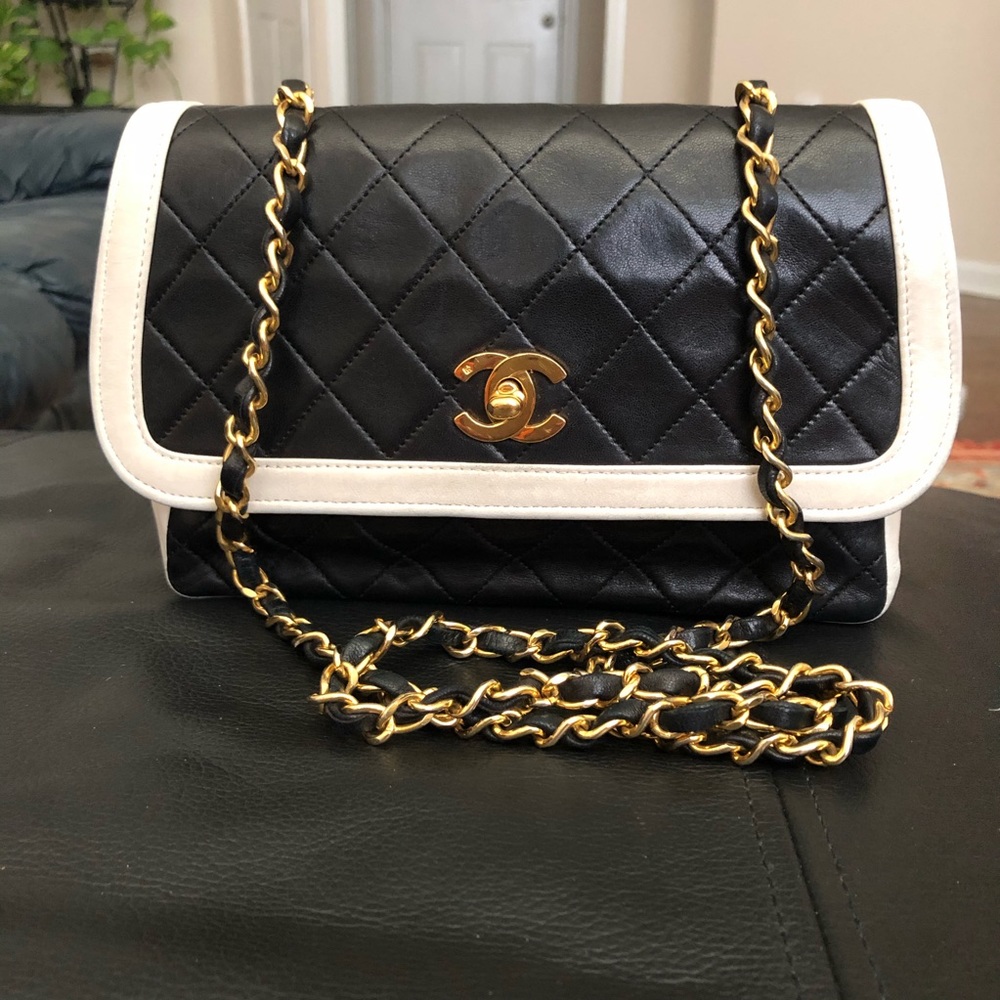 SOLD**Chanel Classic Vintage Two Tone Flap Bag - Picture 1 of 15